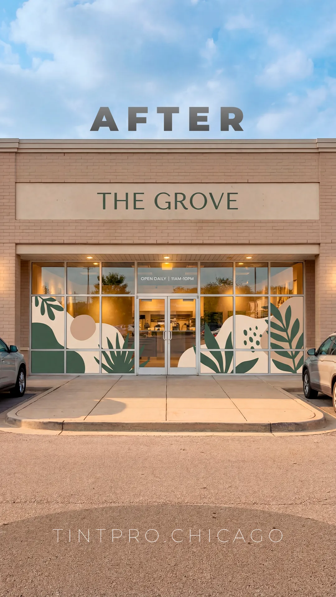 The Grove storefront after graphics